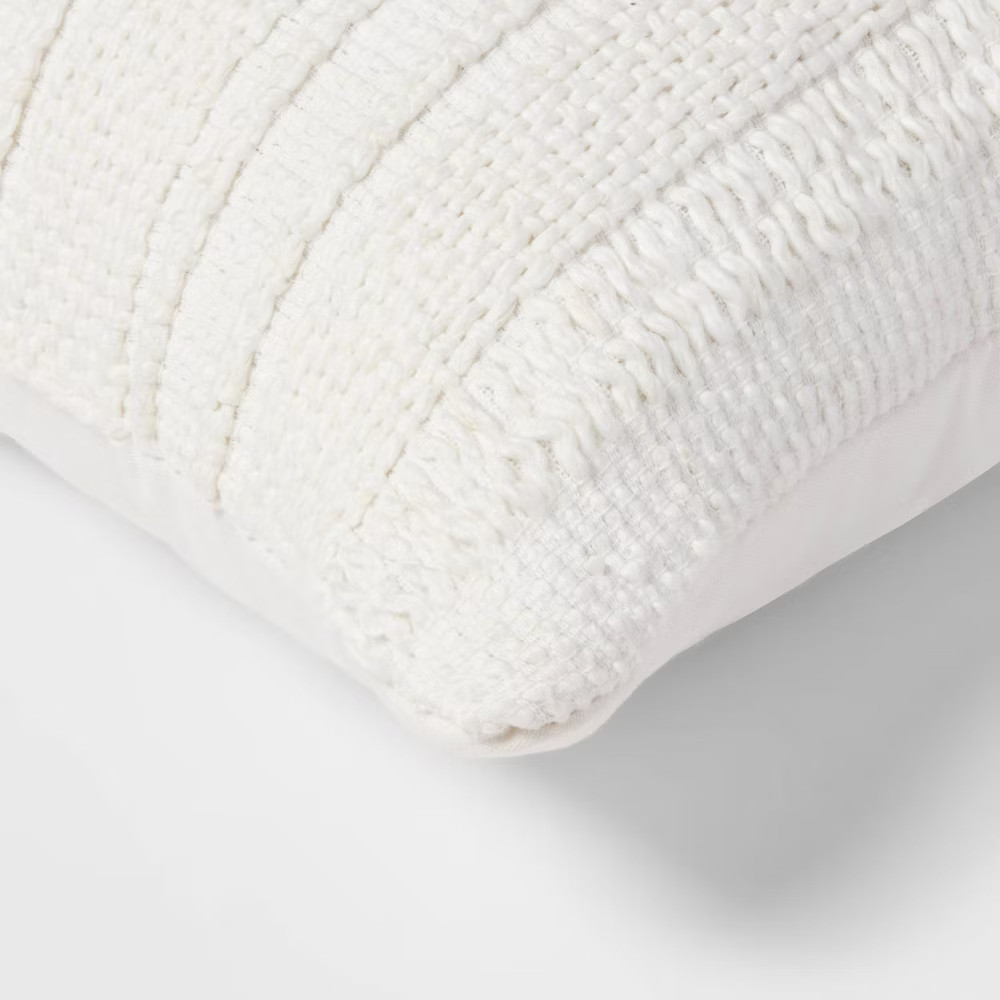 Oversized Textural Woven Square Throw Pillow Cream - Threshold