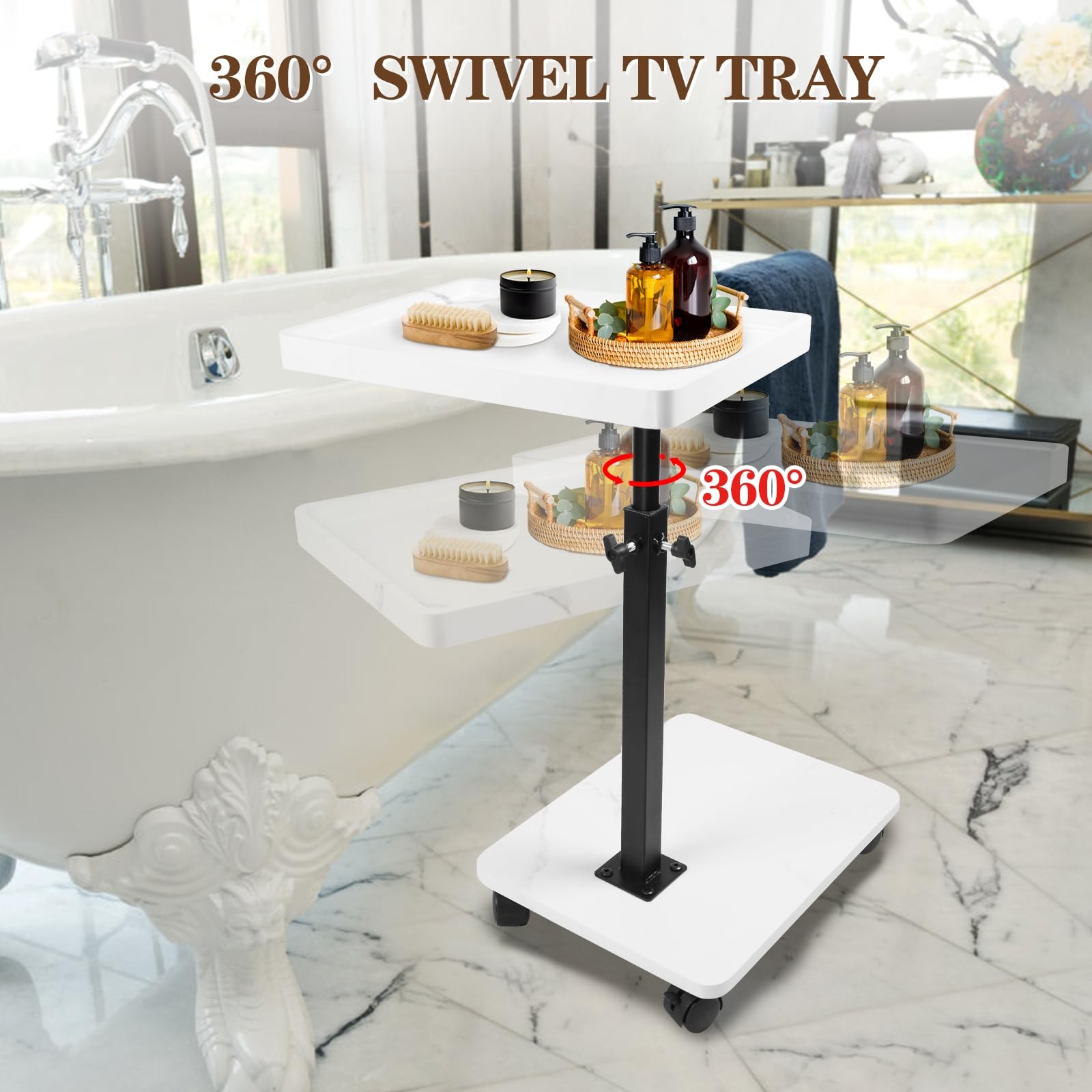C Table Side Table End Table Adjustable Height，C Shaped End for Couch，Snack T...
