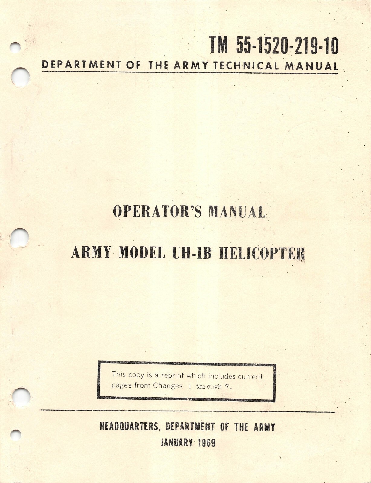 Bell UH-1B "Huey"  Helicopter 1981 Operator's Manual Flight Manual -CD