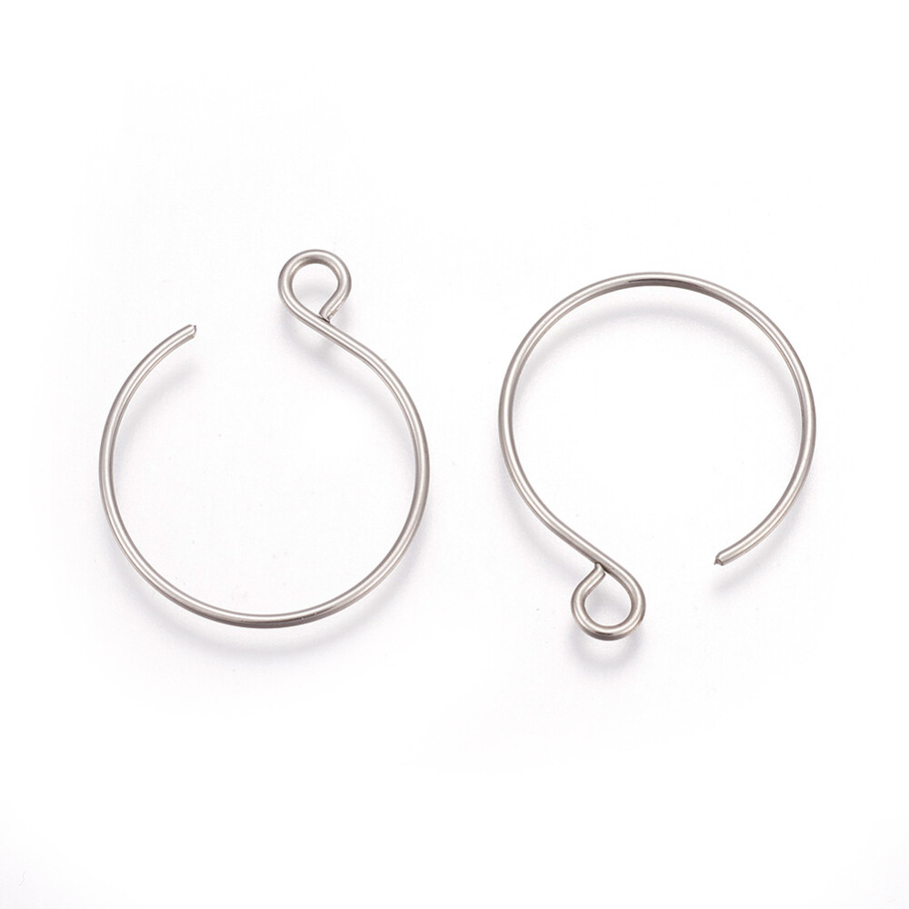 2 Circle Hook Earwires Stainless Steel Earring Findings Silver Ear Wires Jewelry