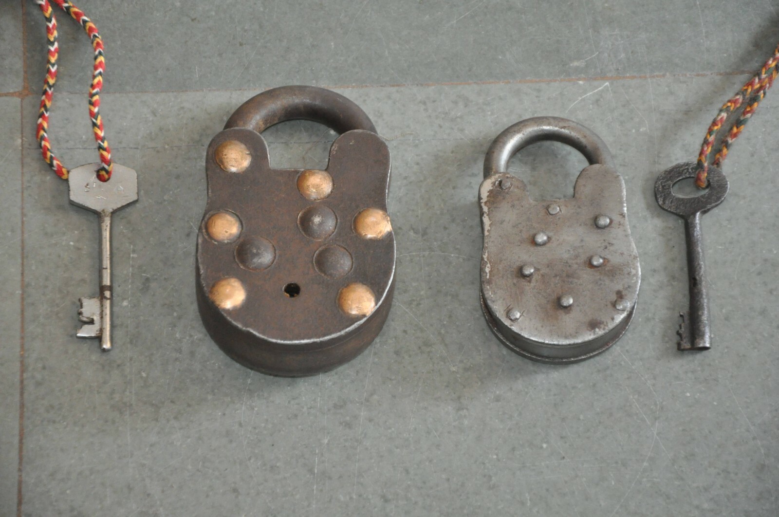2 Pc Vintage Iron Unique Different Shape Handcrafted Padlocks