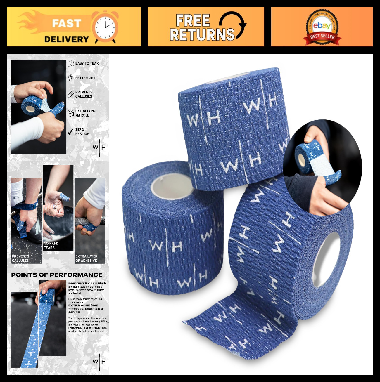 Weightlifting Thumb Tape - 30ft Roll for Grip Support & Injury Prevention