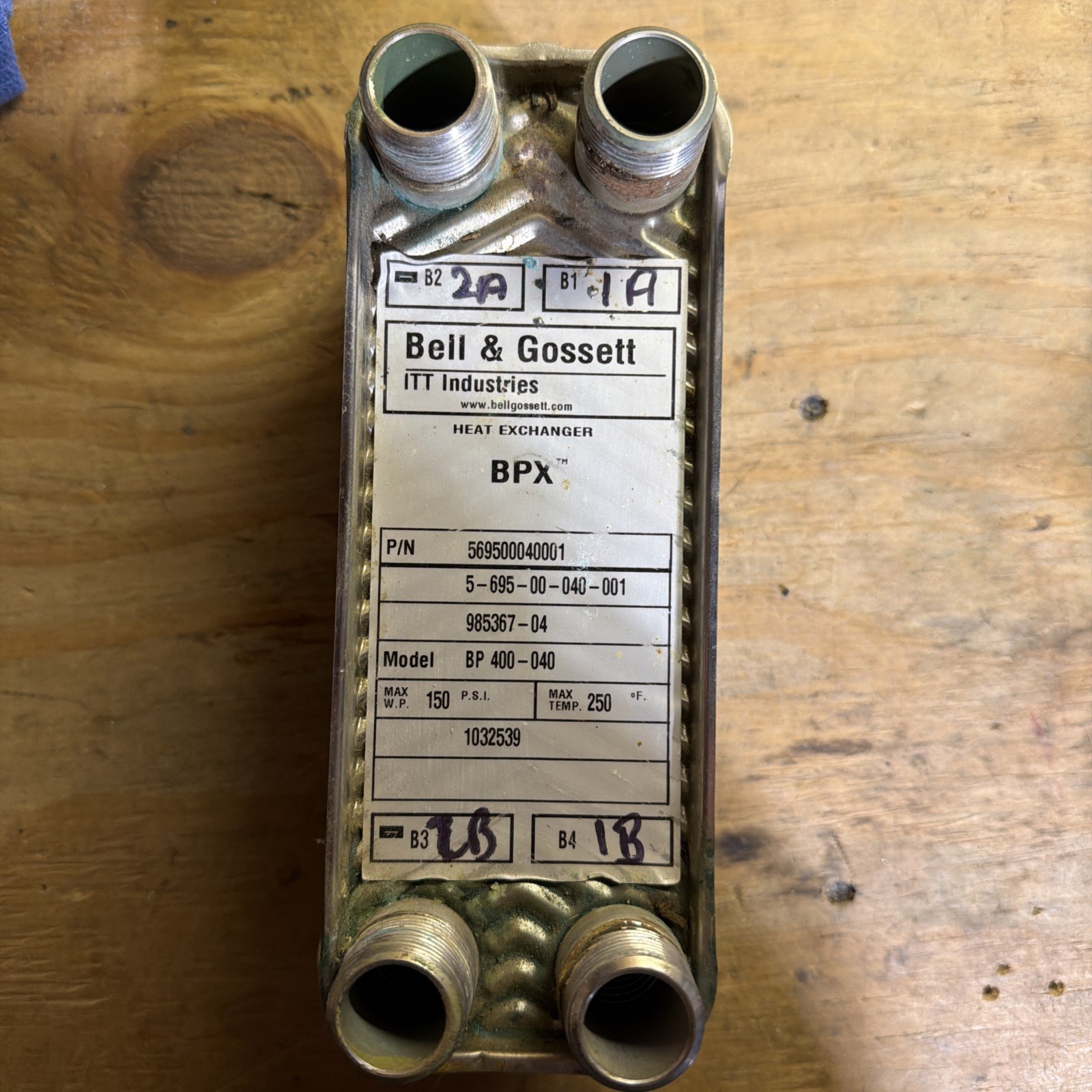 Bell & Gossett Heat Exchanger 3/4” BPX Model#BP 400-040