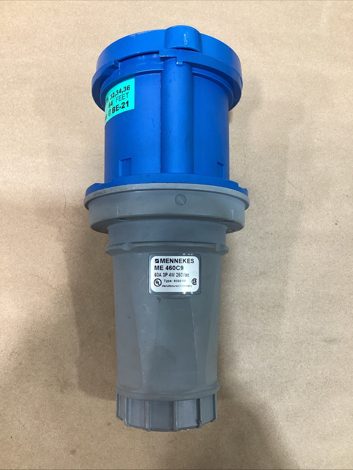 Mennekes Connector ME 460C9 60A 250V 3P 4W Used