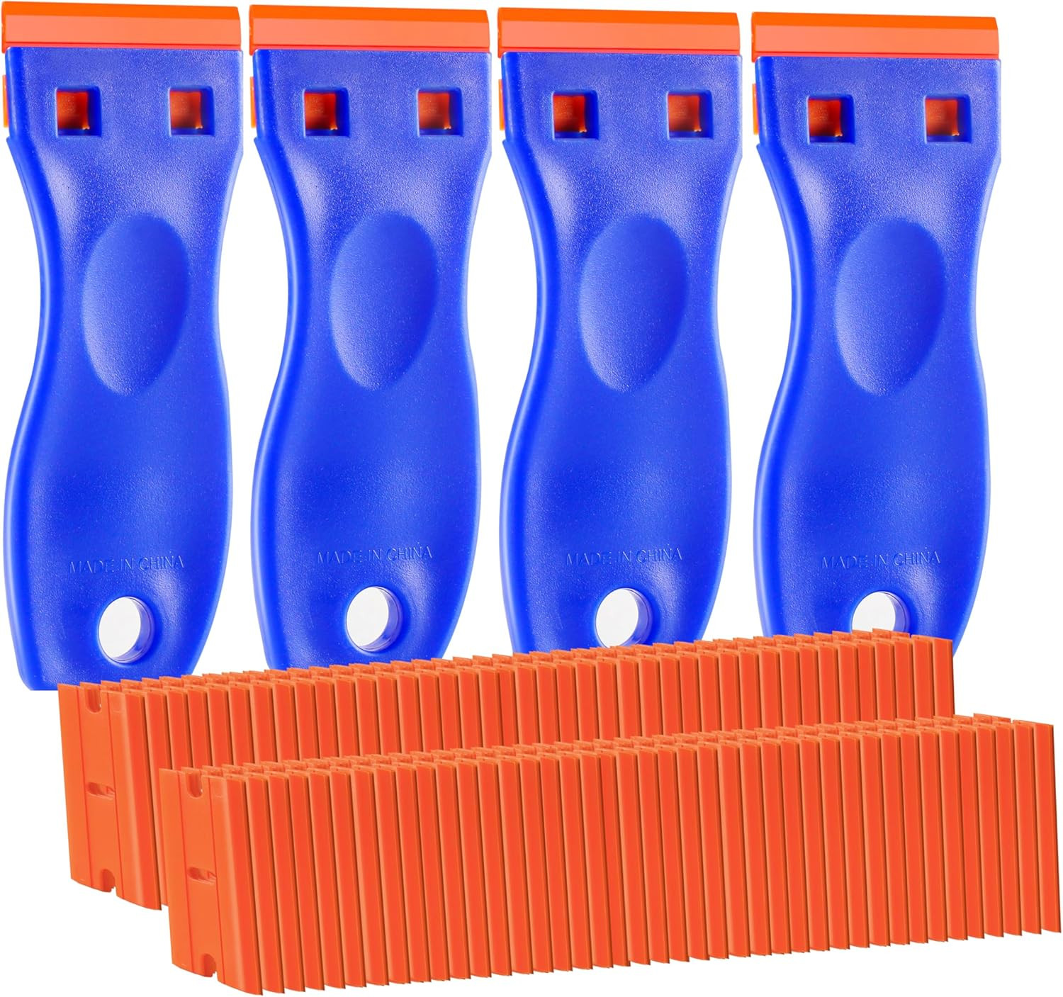 4 PCS Plastic Razor Blade Scraper and 120 PCS Plastic Razor Blades, Cleaning ...