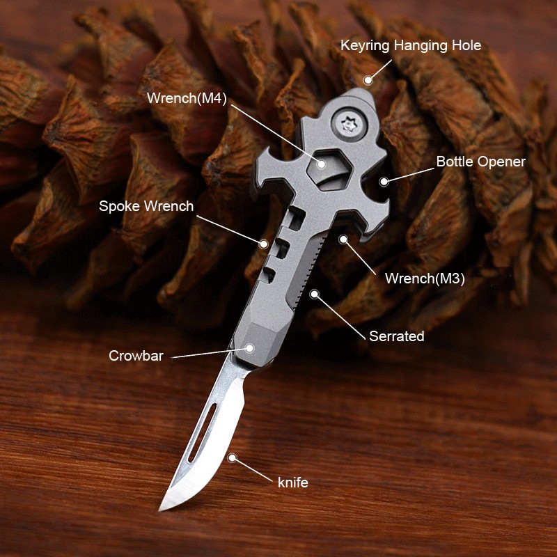Mini EDC Titanium Folding Knife Pocket Outdoor Multi Tools Pendant Keychain A+++