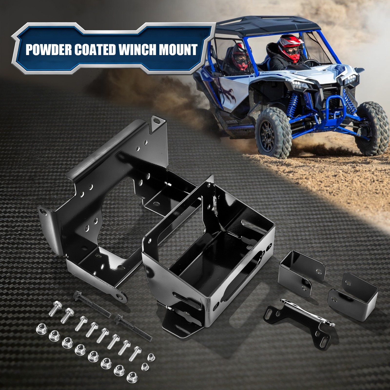 Black Powder Coated Winch Mounting Bracket Kit For Honda Talon 1000R 1000X 19-21
