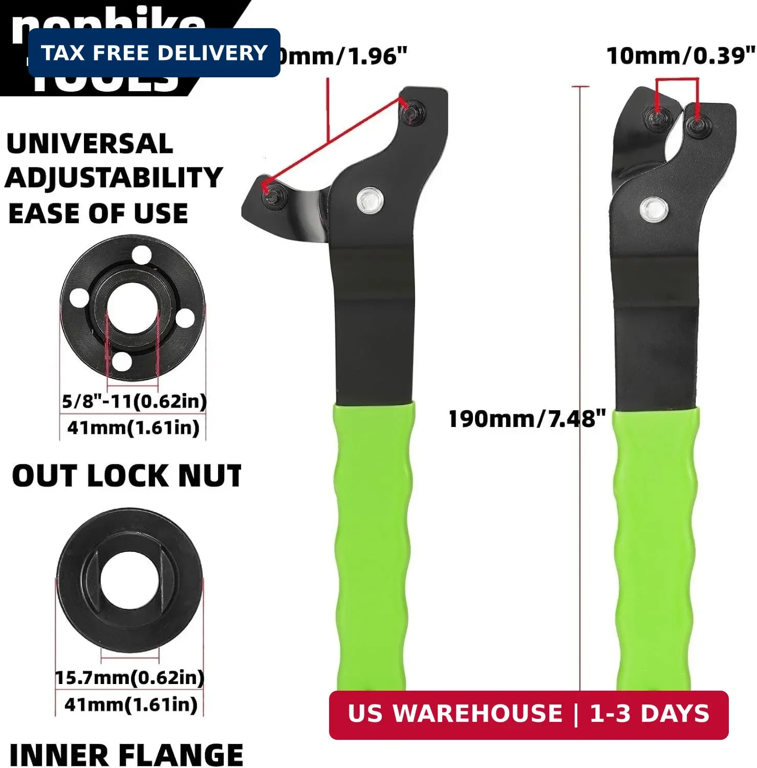 5/8"-11 Angle Grinder Extension Shaft Connecting Rod 3PCS with 1PC Universal Adj