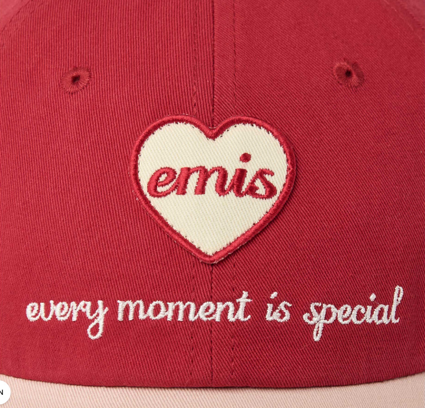 emis HEART WAPPEN TONE ON TONE BALL CAP, RED (100% AUTHENTIC)