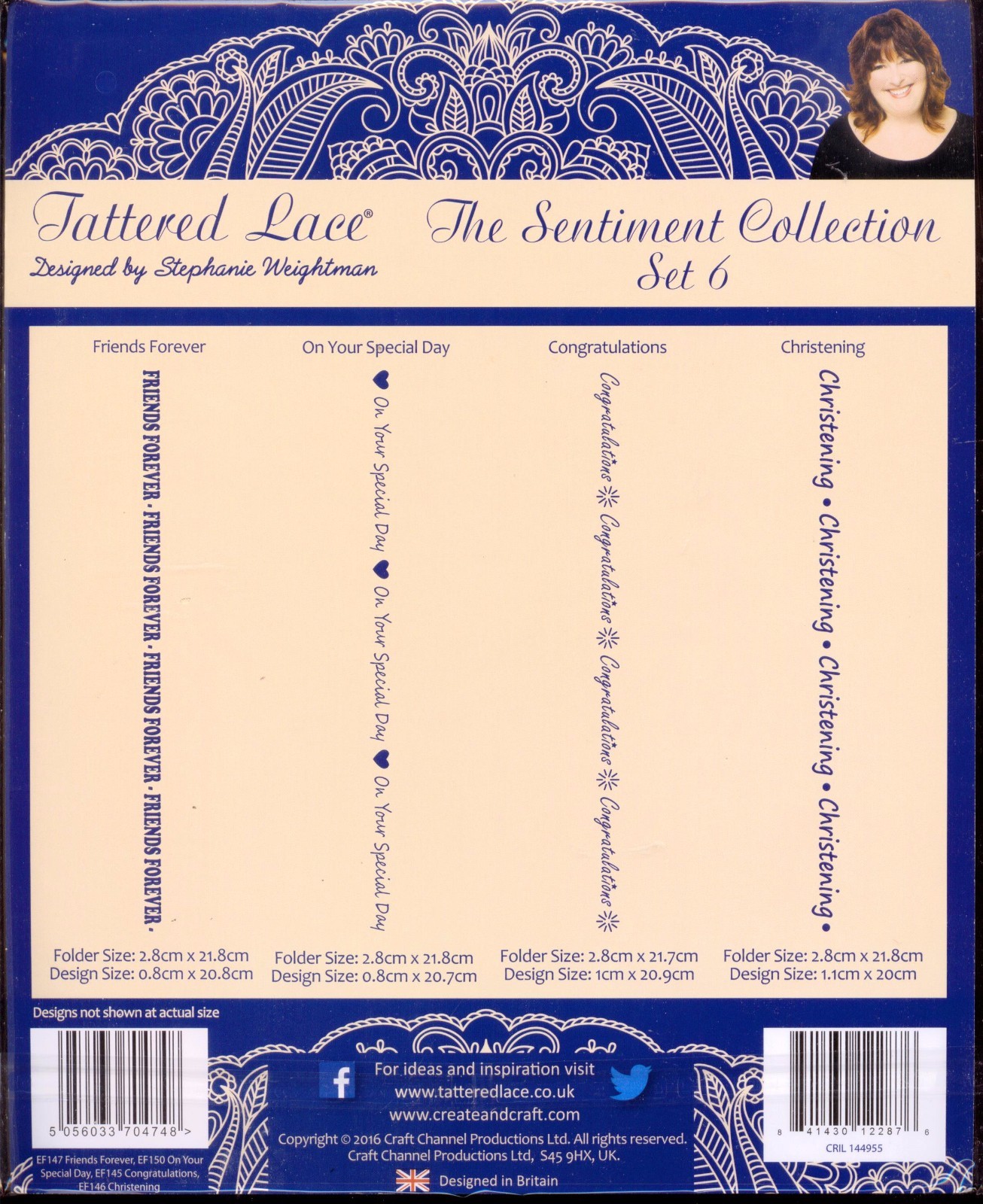 TATTERED LACE Embossing Sentiment Coll SET 6 Special Day Friends Christening