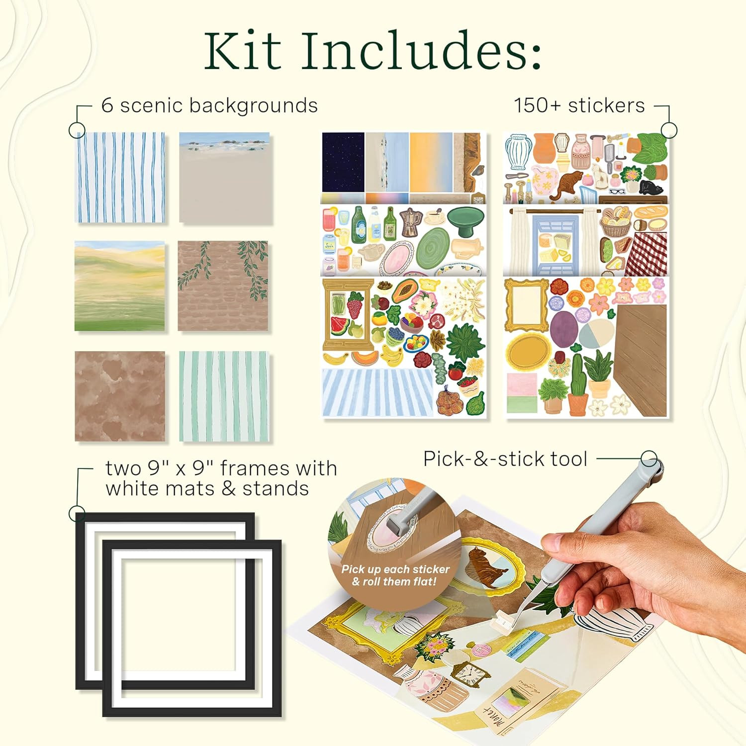 FlowCrafts, Collage Art Kit - Miniature Framed Collages from 6 Scenic Backgro...