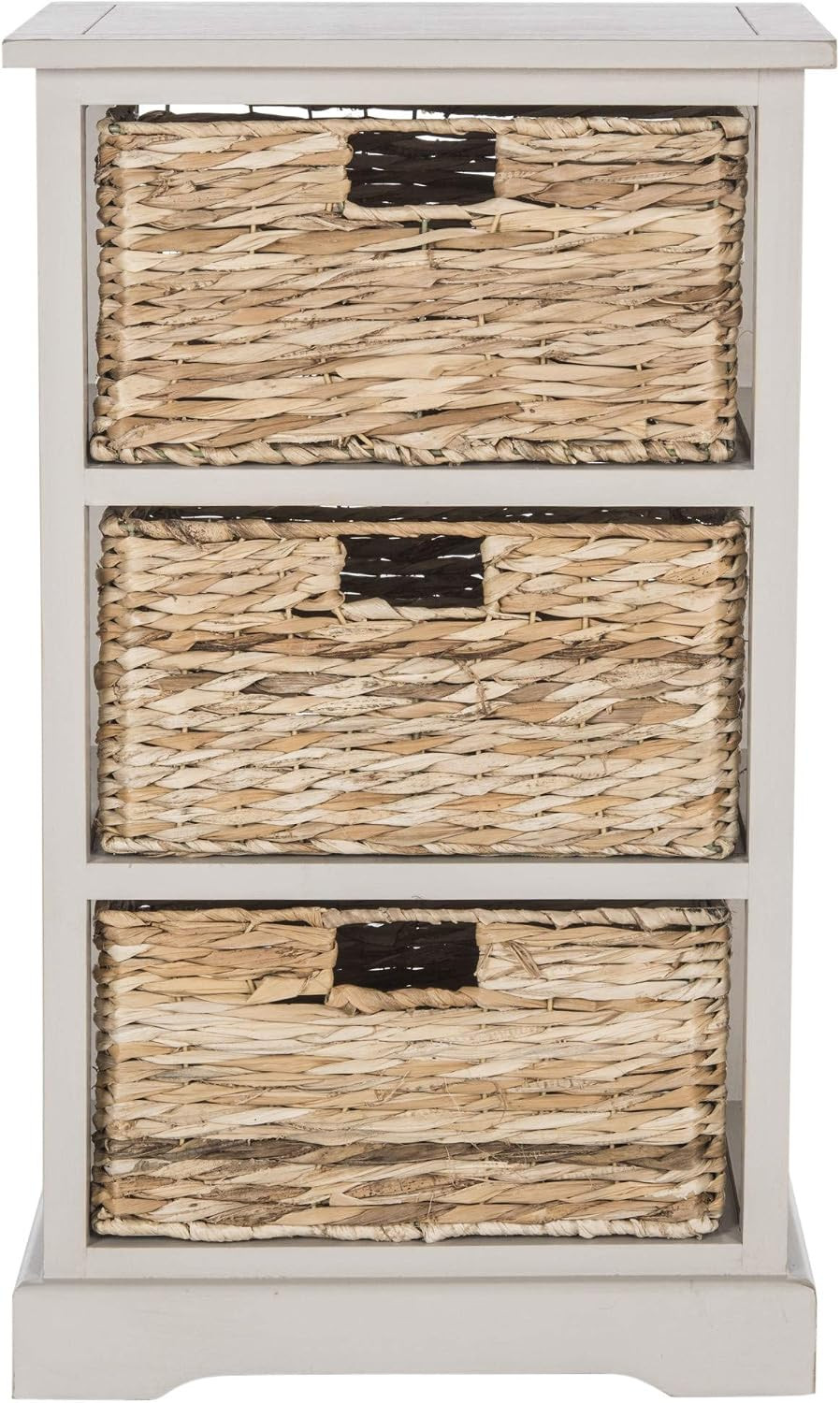 SAFAVIEH Furniture - Halle 3-Basket Side Table - Vintage Grey - Solid Wood - Coa