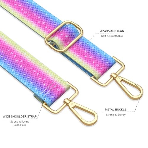 Wide Shoulder Strap Purse Strap Adjustable Replacement Rainbow Mermaid