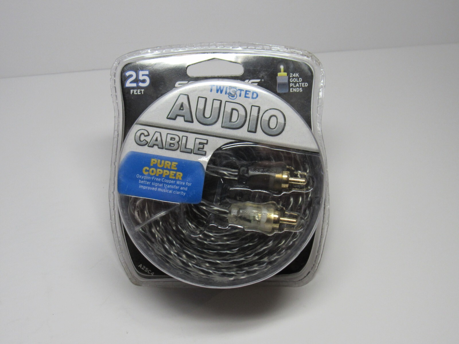 Twisted Audio Cable NOS 25 Ft 24k gold Plated Ends  Scosche pure copper