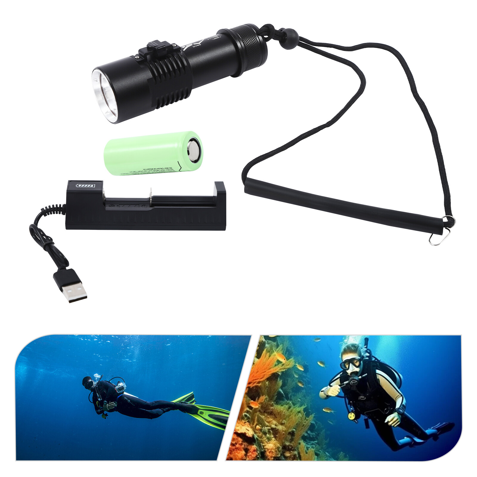Dive Light, Compact Bright Diving Torch, Submersible Flashlight for divers