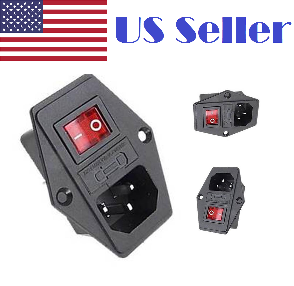 2X Power Socket Panel mount 10A 120V Inlet Module Plug IEC320 +2X1.2m Power Cord