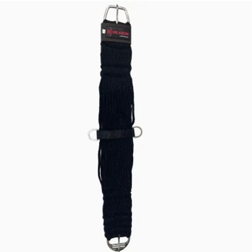 HILASON Horse Western 27 Strand Double Weave Black Roper Cinch