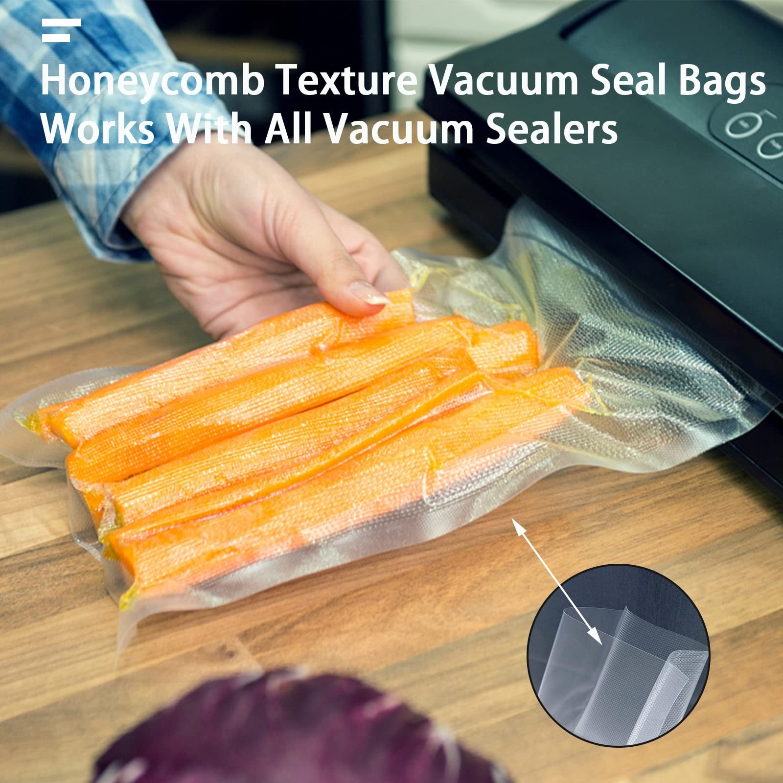 Vacuum Sealer Bags,2.7"*4" 100 Pcs Heavy Duty Pre-Cut Design Commercial Grade...