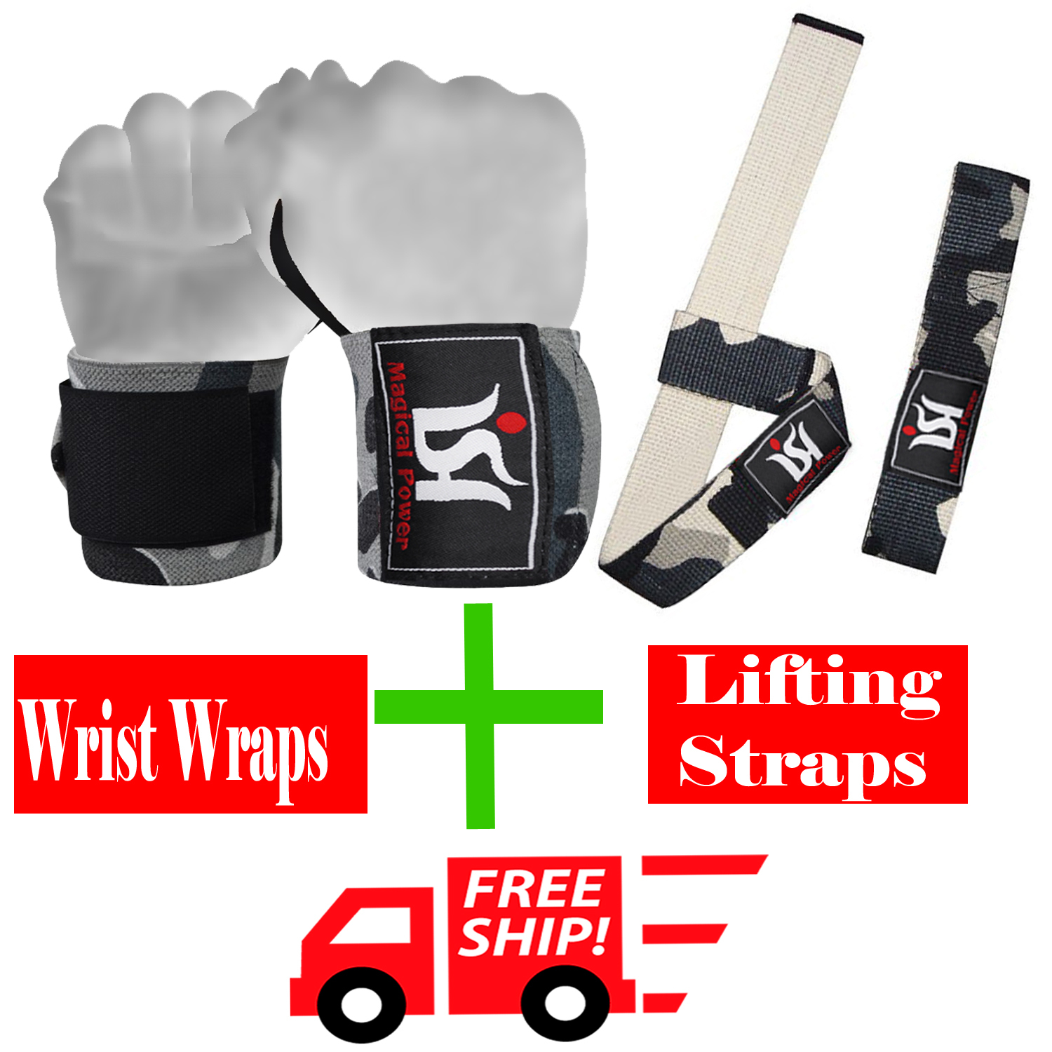 Gym Power Weight Lifting Wrist wraps Lifting Hand Bar Straps Training Squat Pair