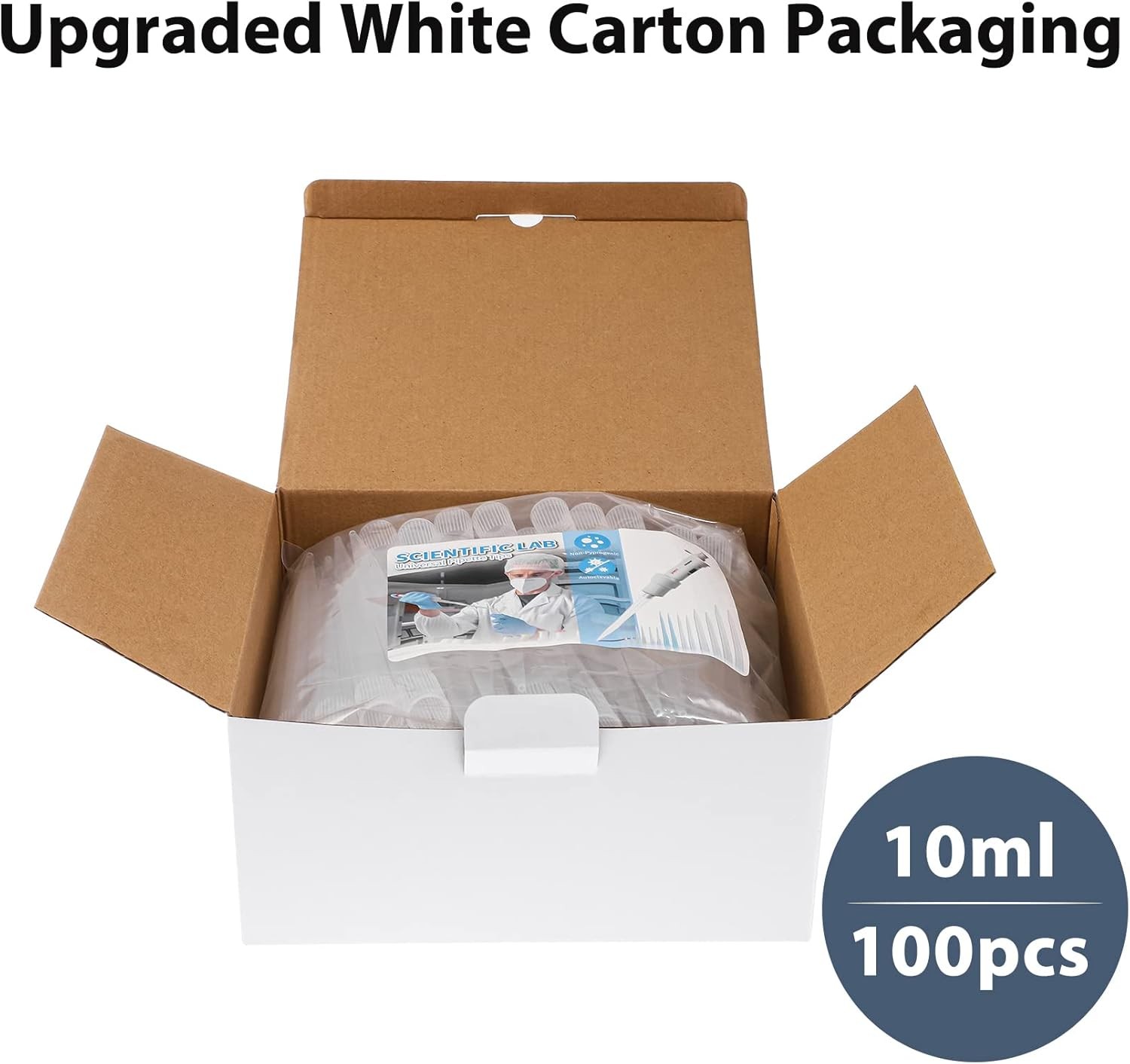 Disposable Pipette Tips 100pcs 5/10ml Universal Lab Micropipette Autoclavable PP