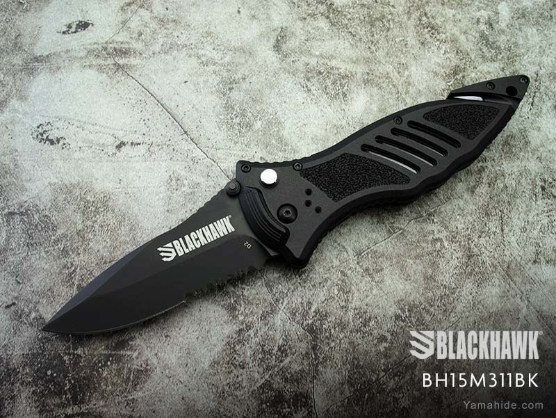 Blackhawk CQD Large Folding Knife, Combo Edge, Black (BH15M311BK)