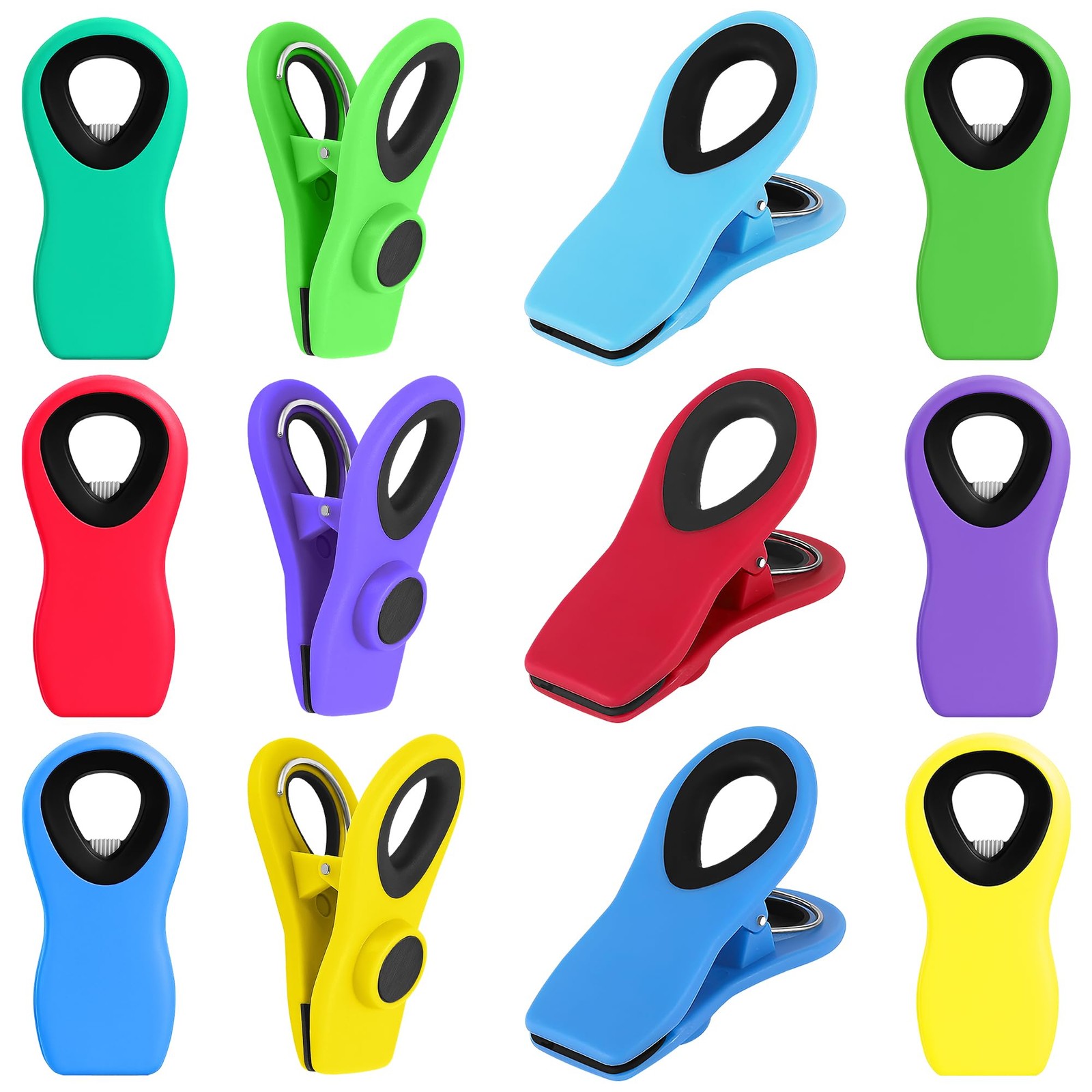 12 Pack Chip Clips for Laundry and Food - Magnetic Bag Clips for Food, Notes,...