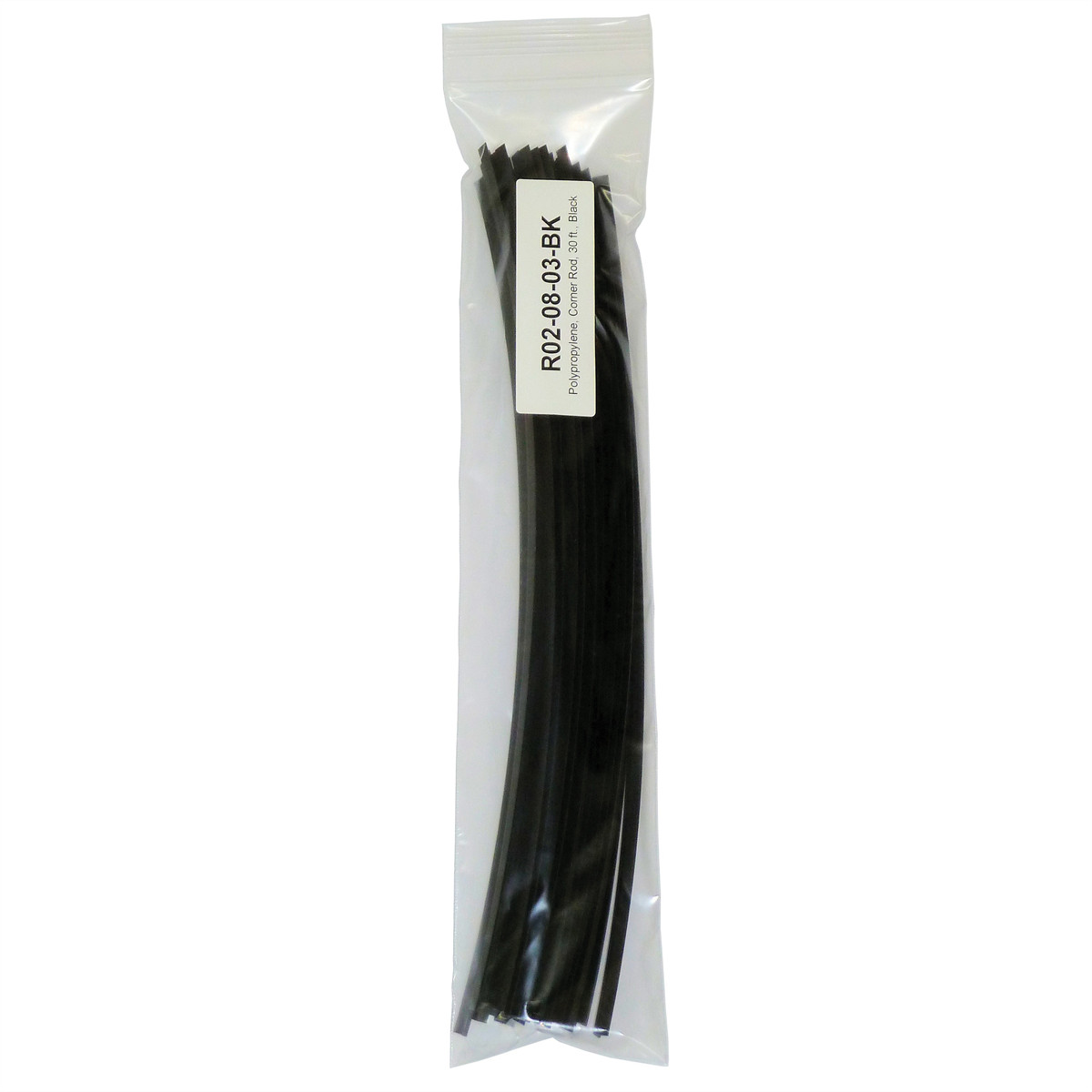 Polyvance Polypropylene Corner Rod, 1/4" x 1/4", 30 ft, Black