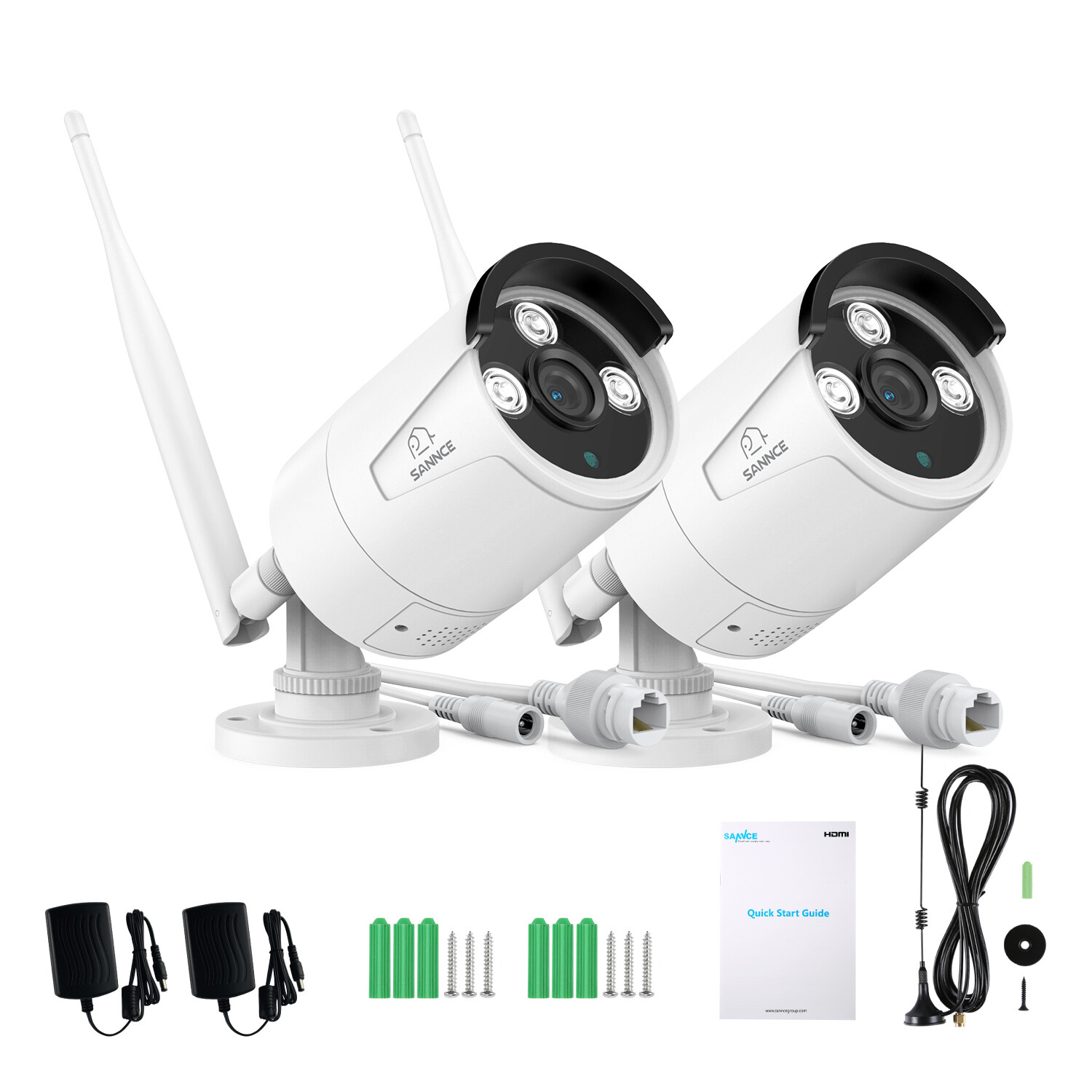 SANNCE 2x Wireless 3MP Outdoor Security IP Camera Two Way Audio for N48WHE NVR