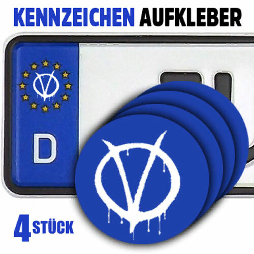 Vendetta V Guy Fawkes License Plate Vinyl Stickers Set of 4 for EU Circle