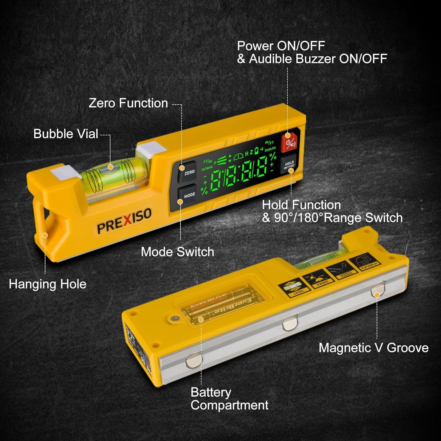 Digital Level & Digital Protractor, 7 inch Angle Finder 0-90° & 0-180° Range NEW