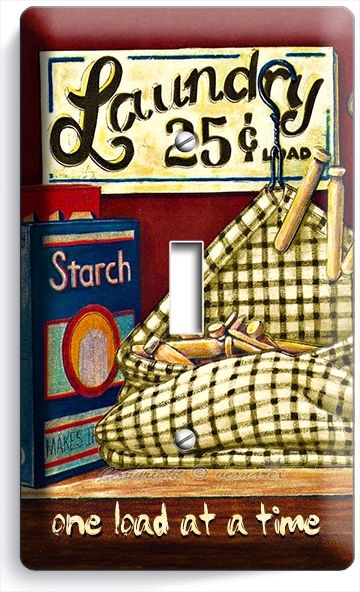 RETRO VINTAGE LAUNDRY WASH ROOM BATHROOM SINGLE LIGHT SWITCH WALL PLATE NY DECOR