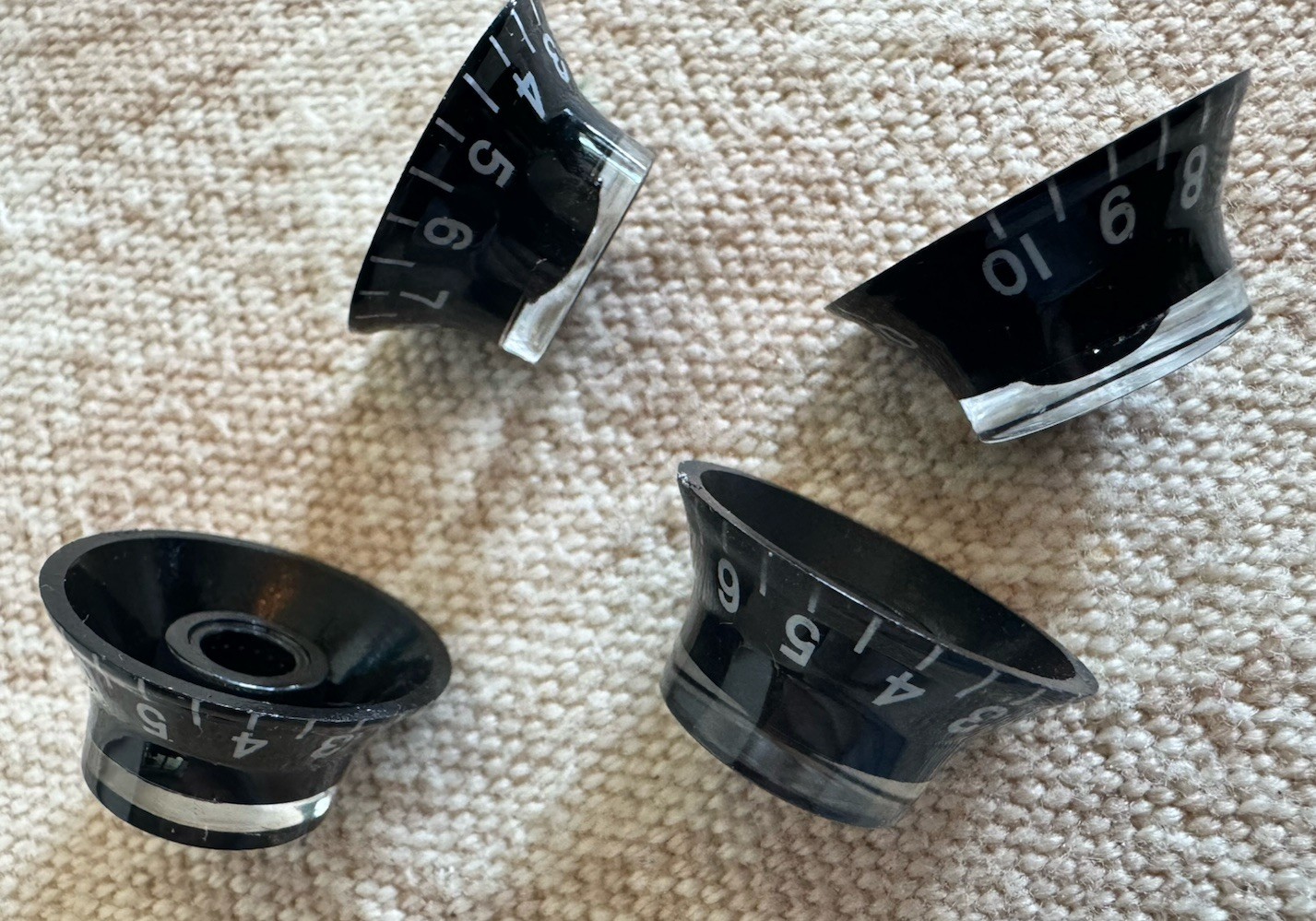 Black TopHat / Bell Knobs (Metric size) set of 4