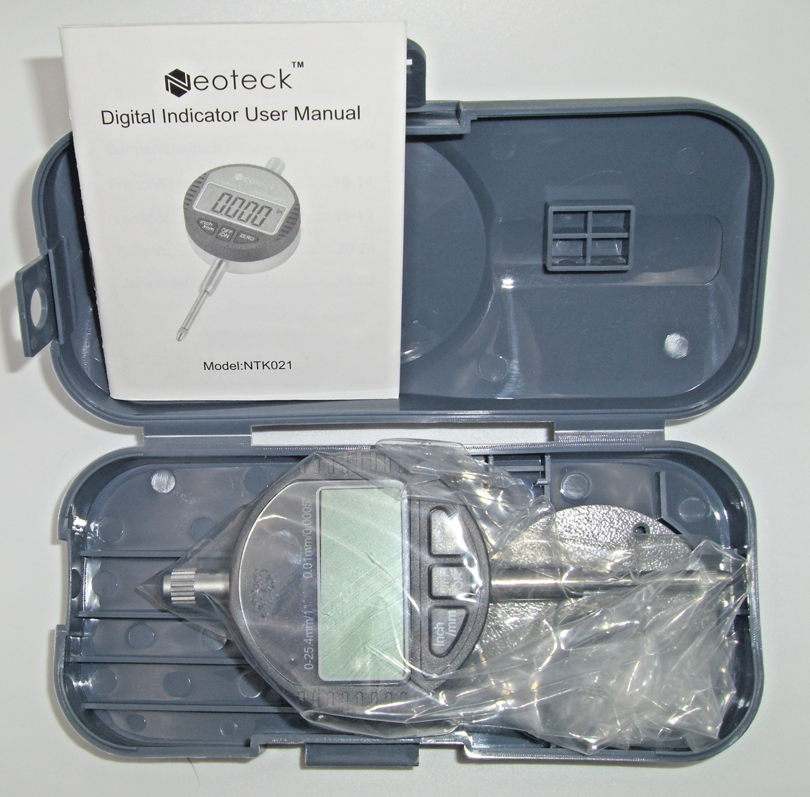 Neoteck Electronic Digital Dial Indicator 1 inch Travel .0005 Reading