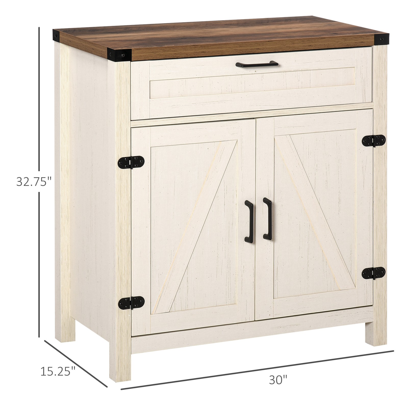 HOMCOM Farmhouse Sideboard Buffet Cabinet, Rustic 2 Barn Doors Kitchen Cabinet