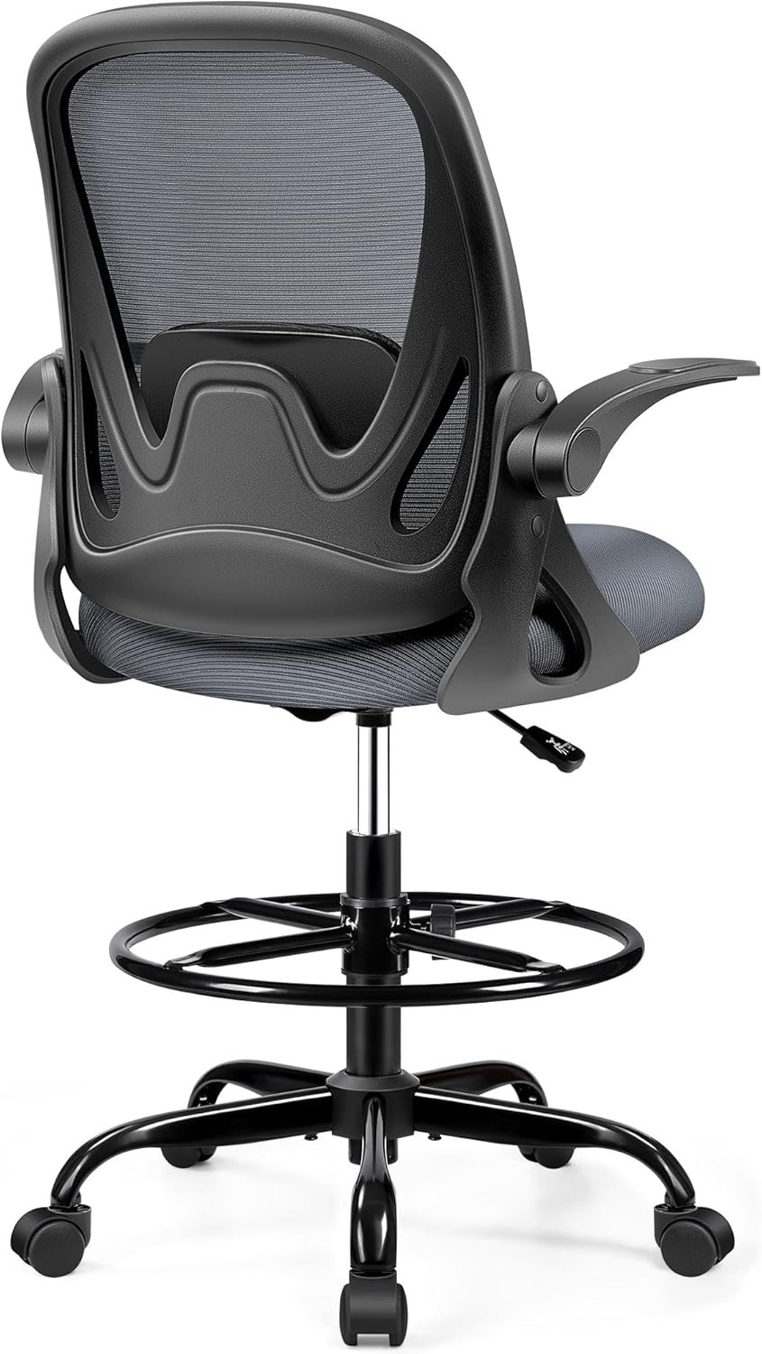 Office Drafting Chair with Flip-Up Armrests & Lumbar Support for Maximum Comfort