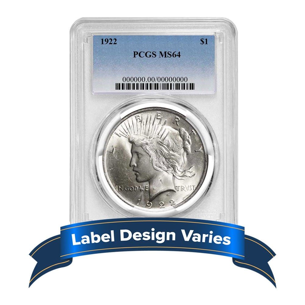 1922 $1 Peace Silver Dollar PCGS MS64