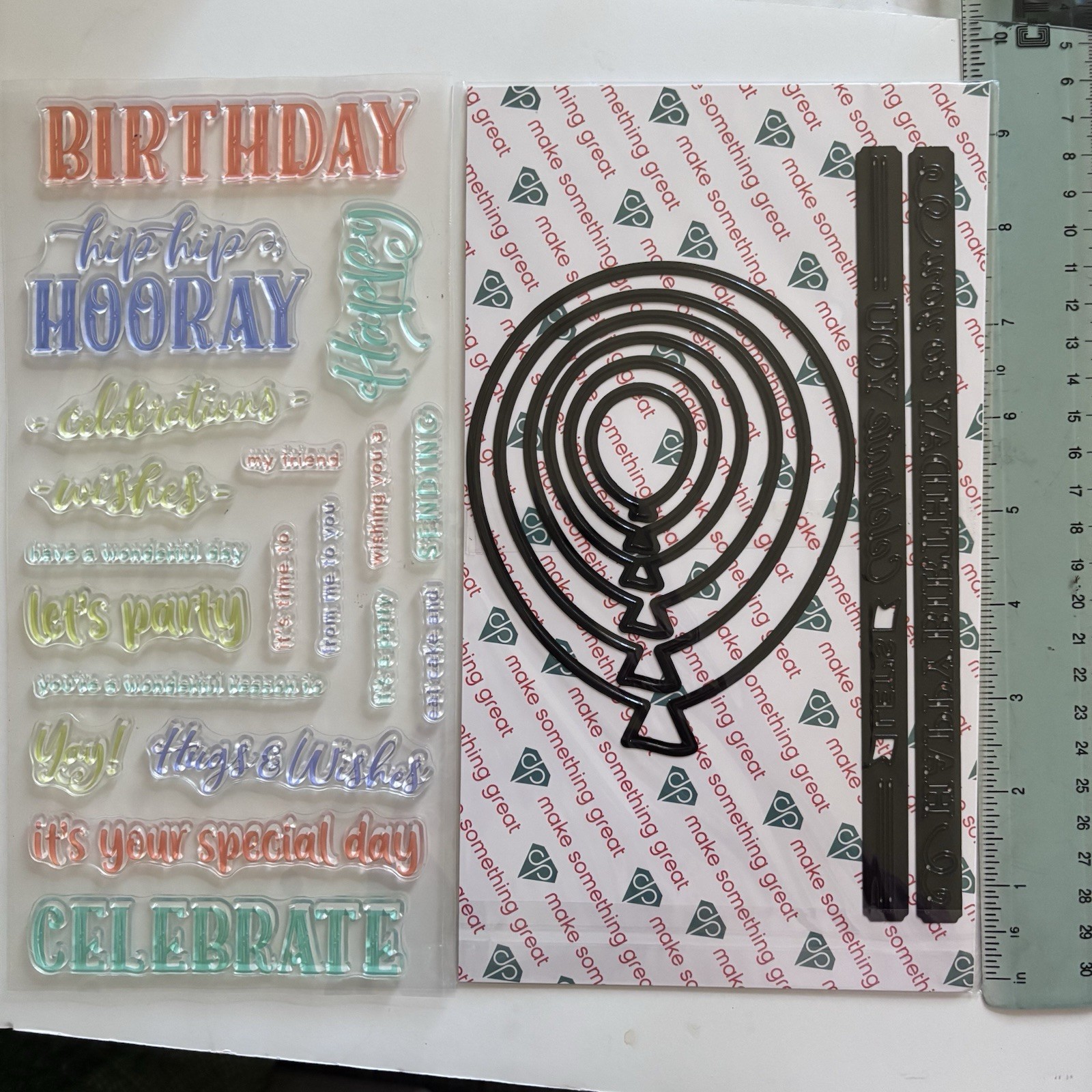 Diamond Press It’s A Celebration Kit Slimline Dies, Stamps & Stencils For Cards