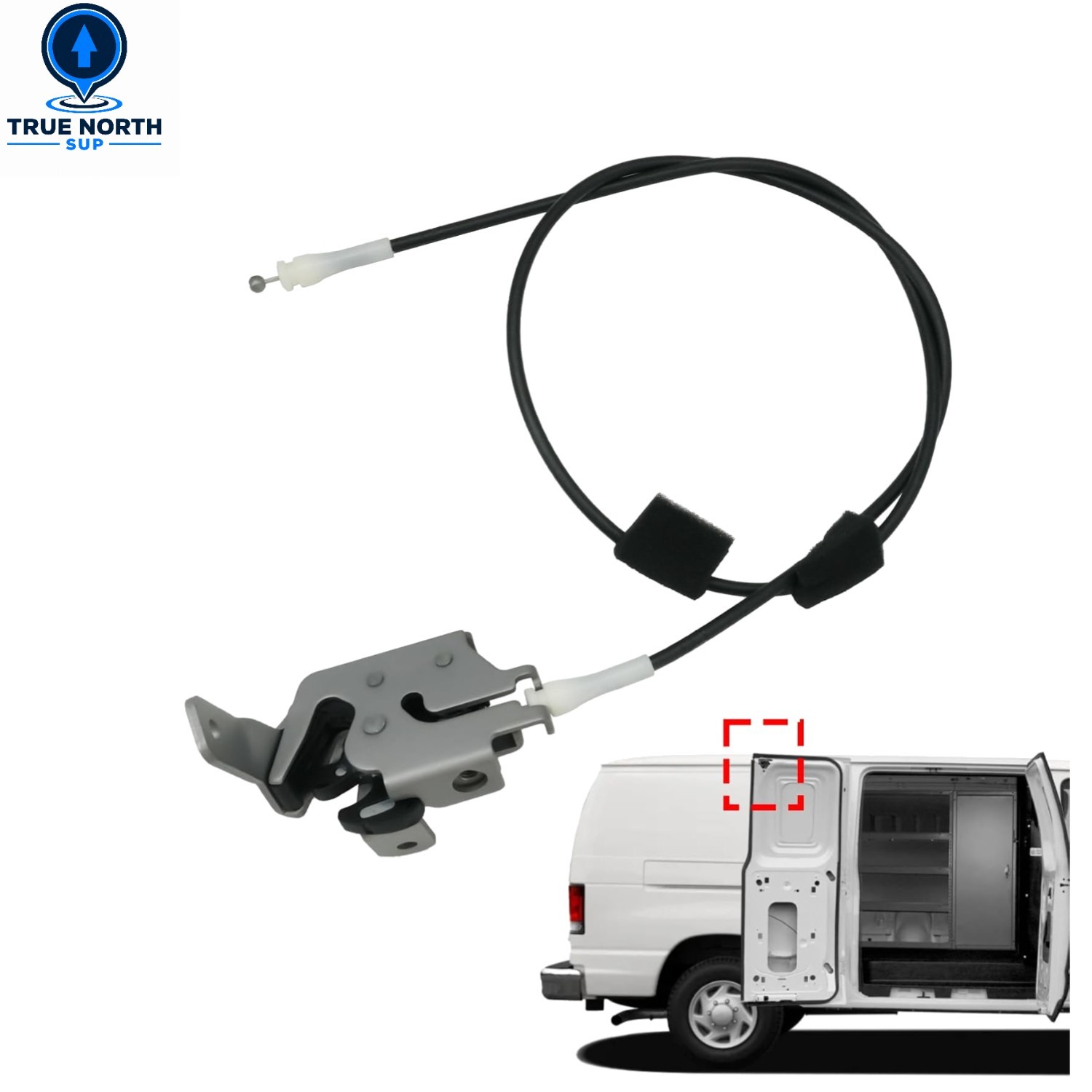 Side Door Latch with Cable Compatible with 1992-2014 Ford E150 E250 E350 Econoli