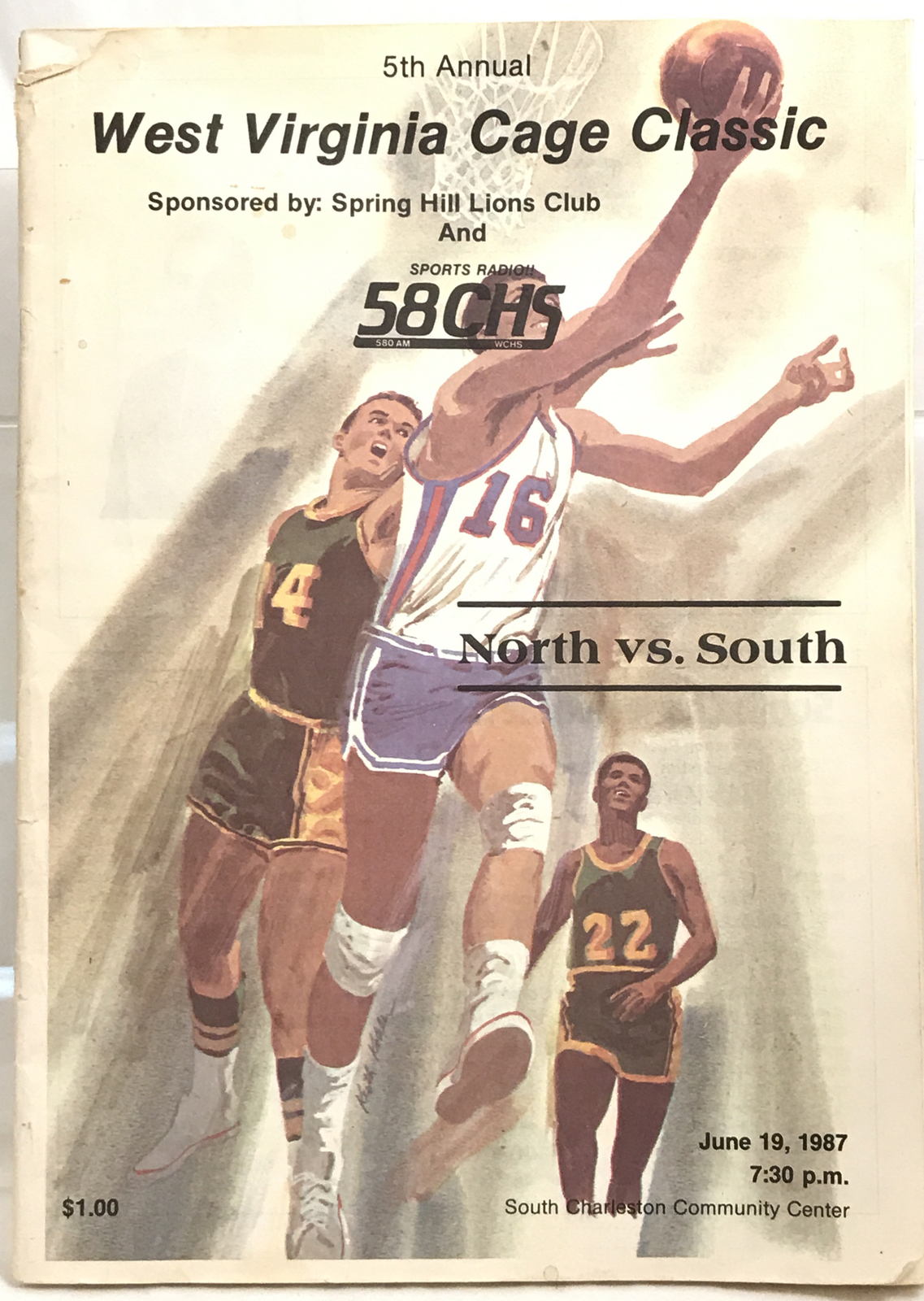 1987 WV Cage Classic North South Basketball Game Program West Virginia