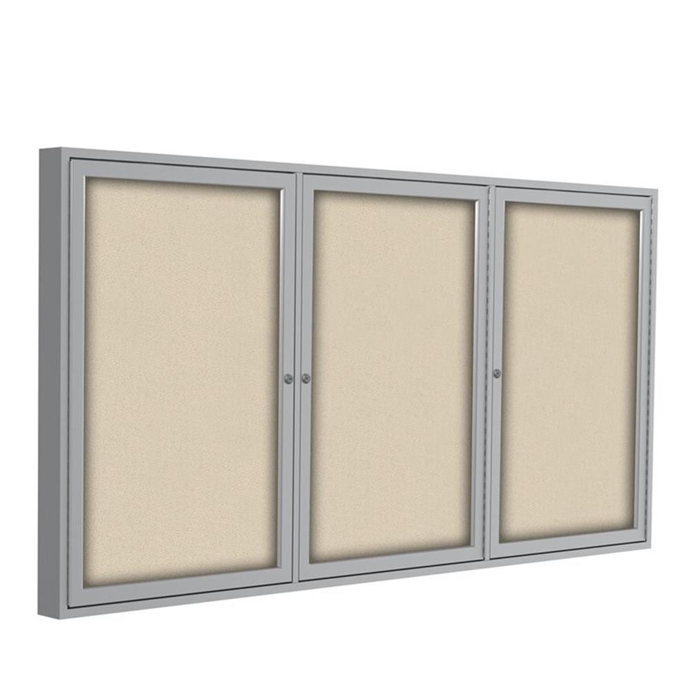 Ghent's Fabric 48" x 72" 3 Door Enclosed Bulletin Board in Beige