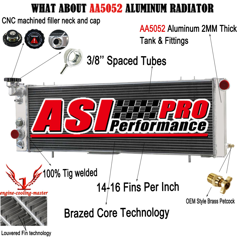 4 Row Aluminum Radiator For 1991-2001 Jeep Cherokee XJ 4.0L AT MT CC1193