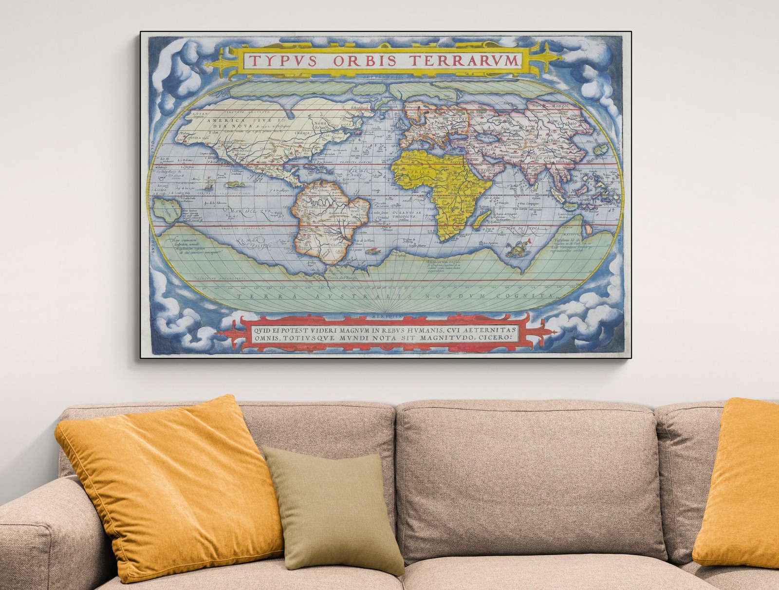 1572 Abraham Ortelius World Map – Renaissance Global Cartography Print