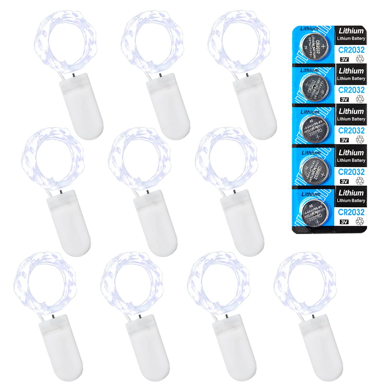 10 Pack Fairy Lights Battery Operated String Lights, 10 LED on 3.3ft Silvery ...