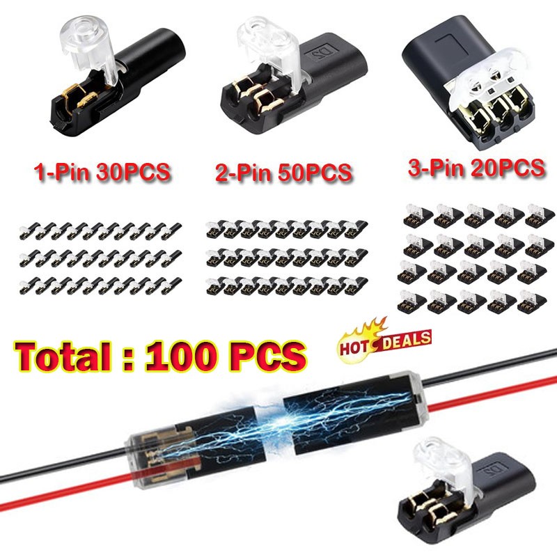 500Pcs 1/2/3 Pin Electrical Wire Connectors Kit Quick Splice Wire Connectors