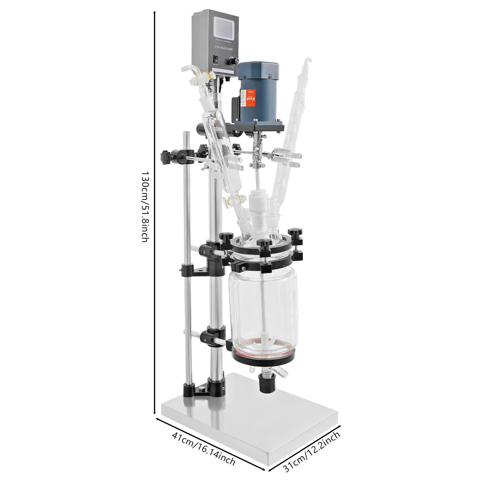3 L Double-Layer Glass Reactor 90w Heating Mixing Reactor LCD Bioreactor