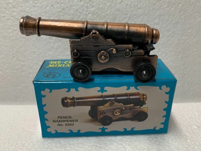NAVAL CANNON BRONZE DIE CAST METAL COLLECTIBLE PENCIL SHARPENER NEW / BOX