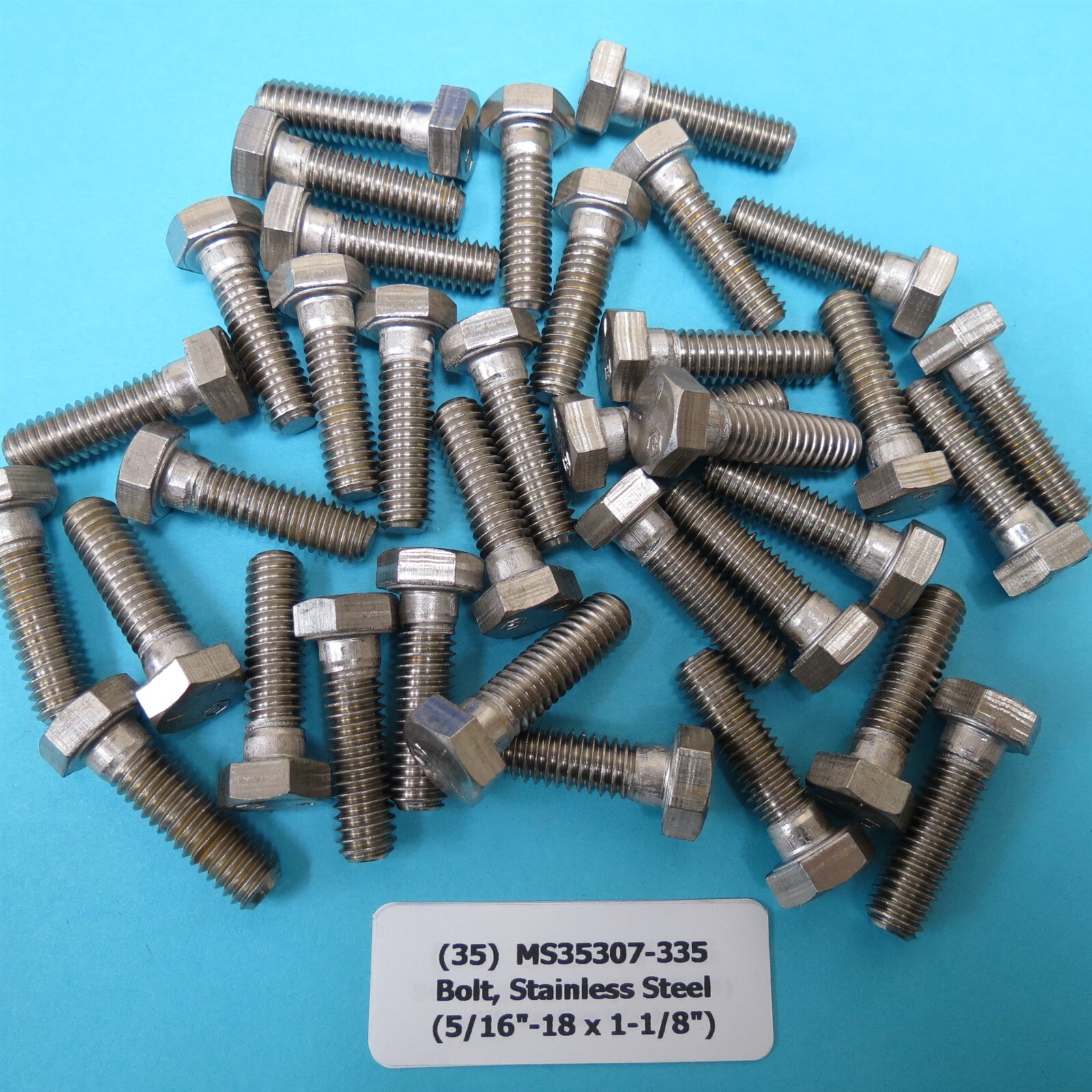 (35) 5/16-18 x 1-1/8 Stainless Steel Military Standards MS35307-335 Hex Cap Bolt