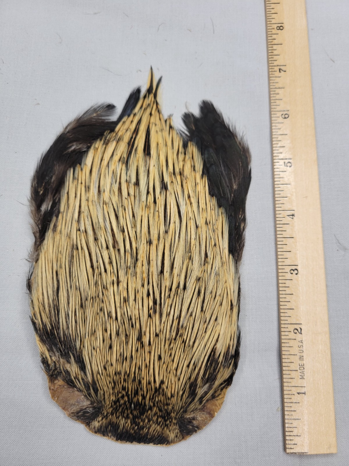 Lot 116,  Grade B,   Natural India Rooster Streamer Neck Cape Feathers