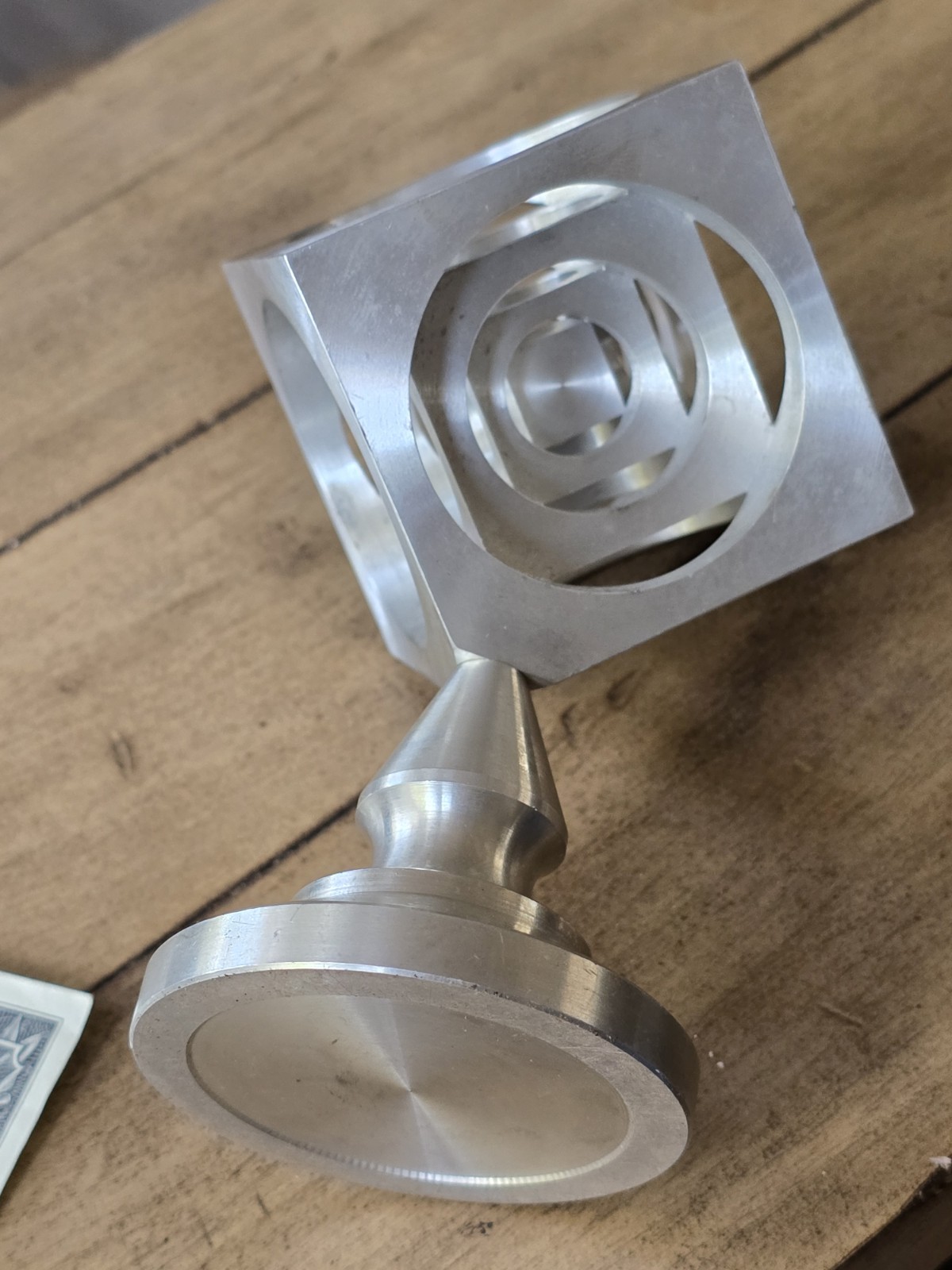 Vintage SILVER Toned Machined Turners Cube