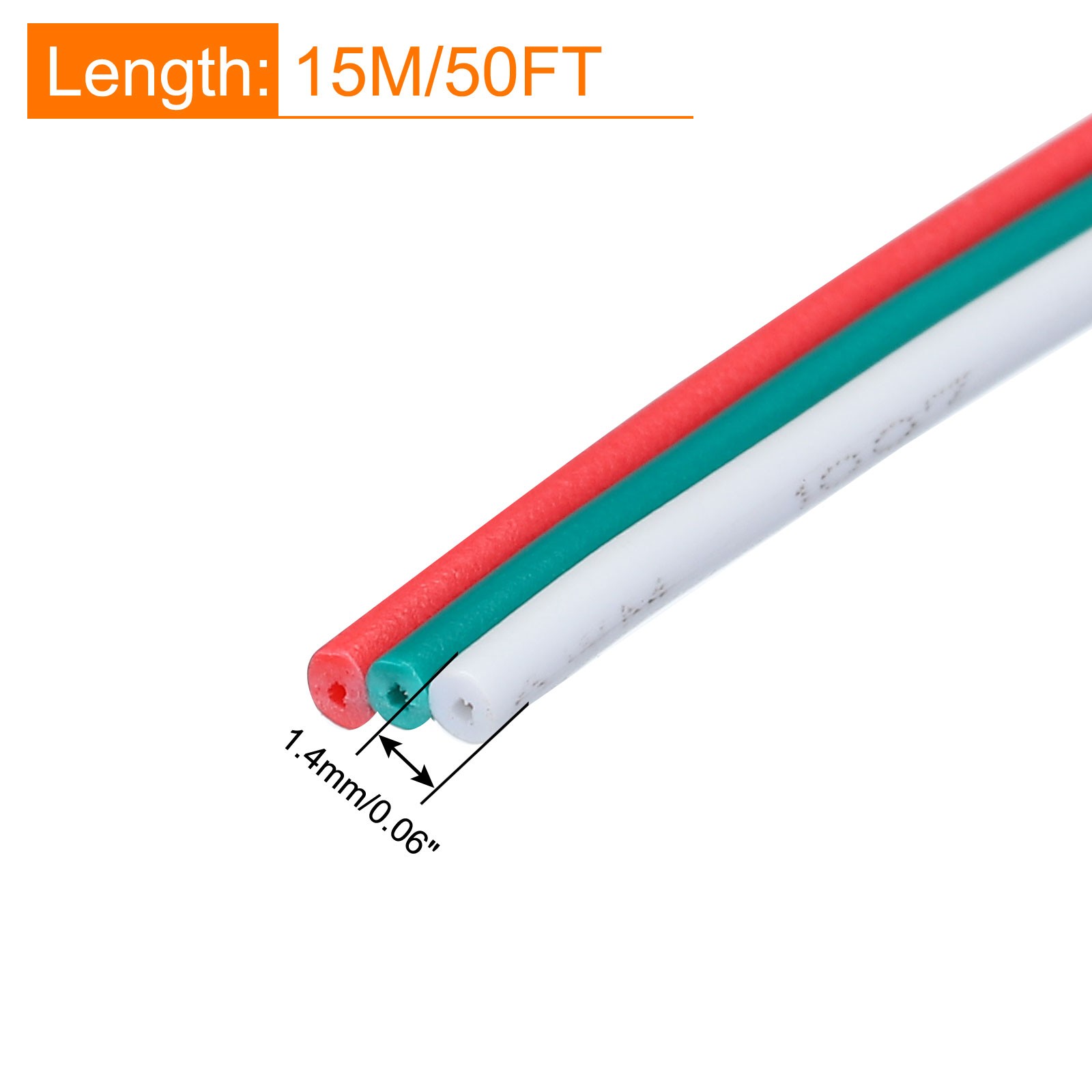 24 Gauge 3 Conductor Electrical Wire Tinned Copper Cable 49.2FT